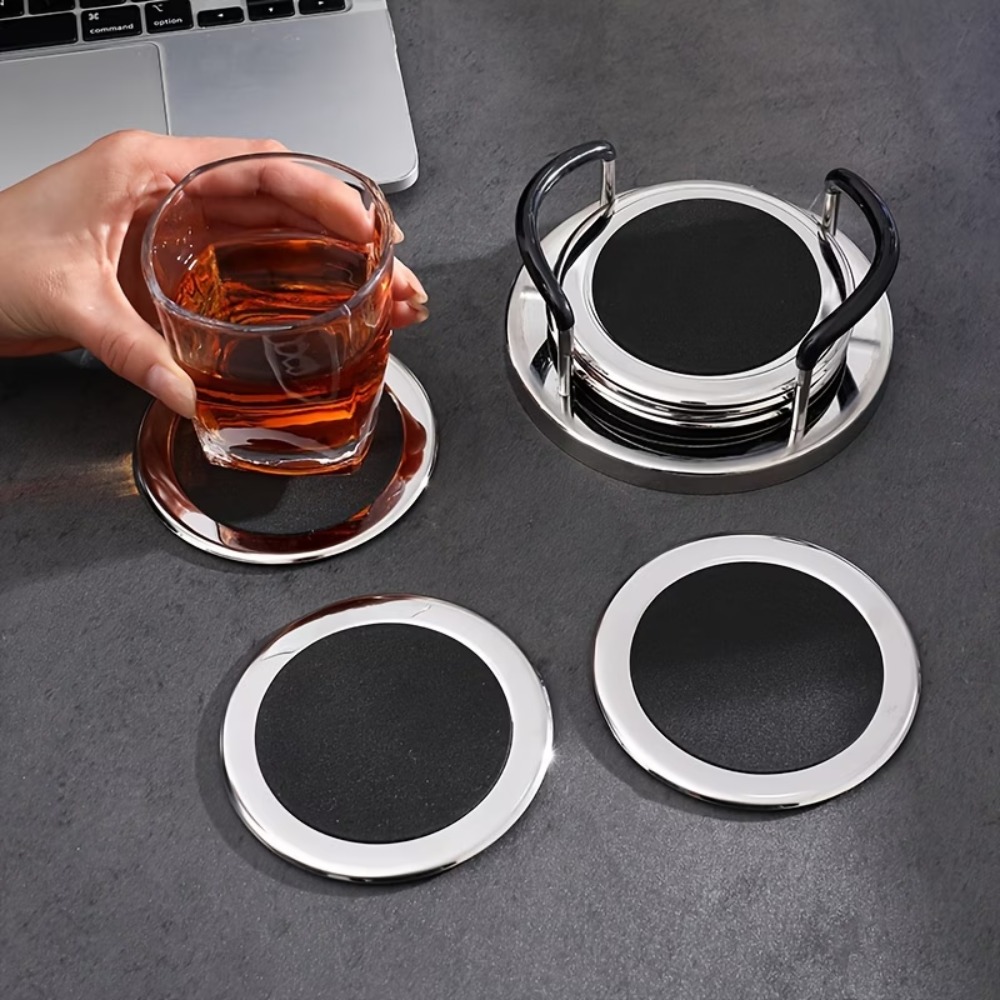 Marble Coaster Set - Lot de 6 sous-verres ronds en