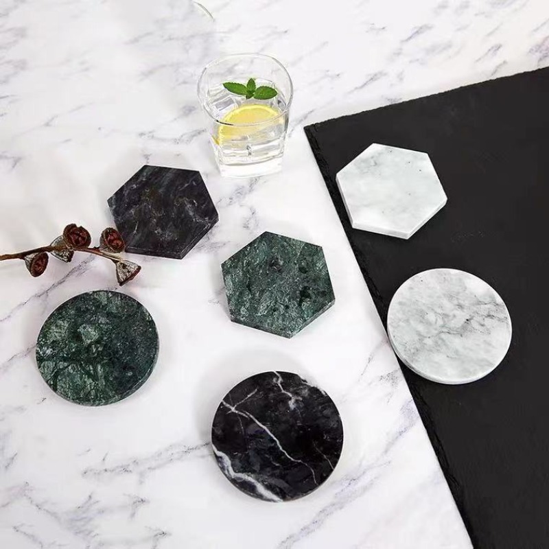 Marble Coaster Set - Sous-verres ronds en marbre antidérapants et
