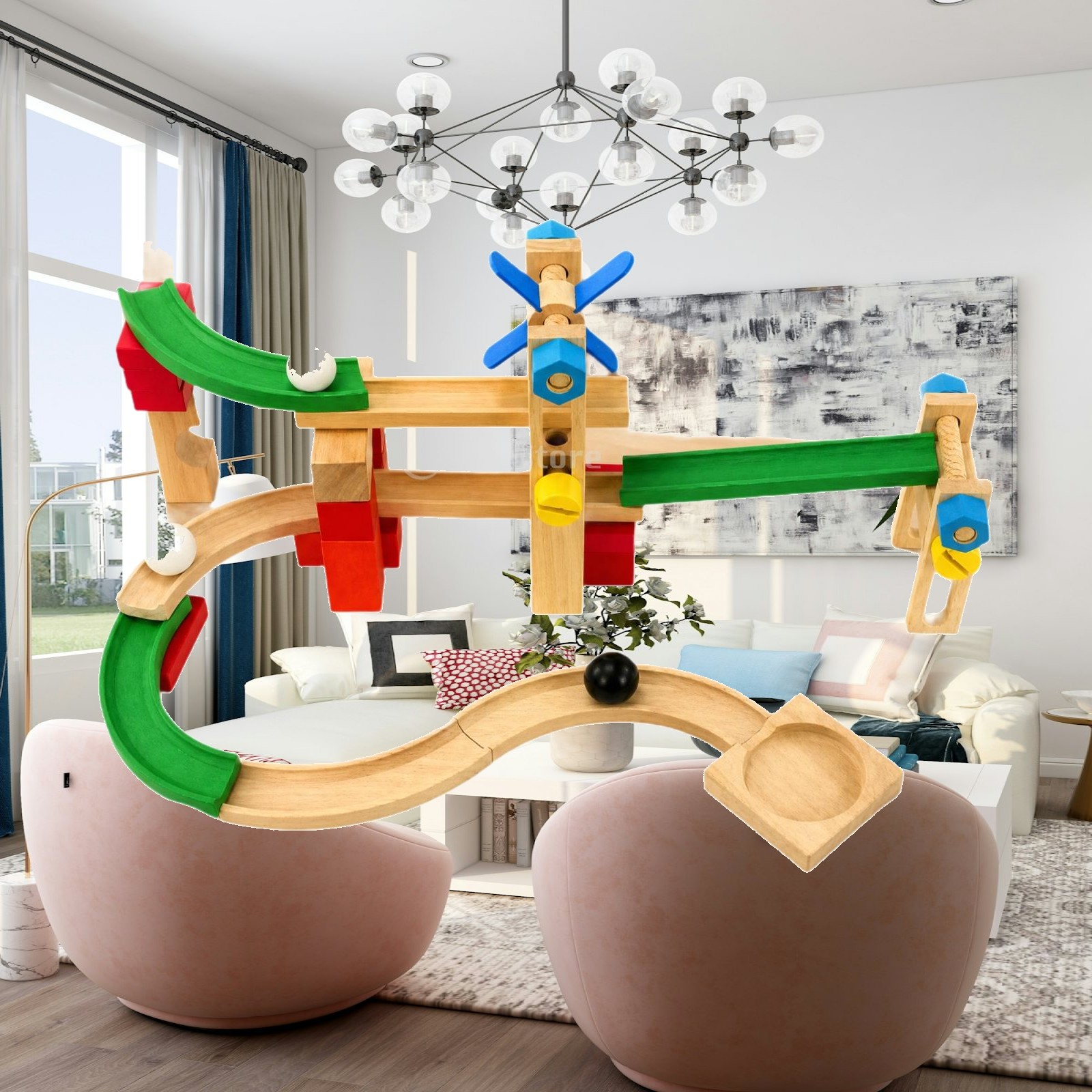 Marble Coaster Set - Piste de billes en bois pour