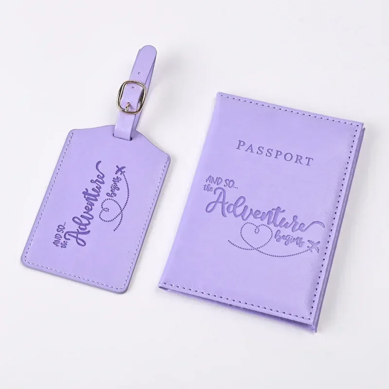 Travel Luggage Set - Porte-passeport en cuir PU violet, clip