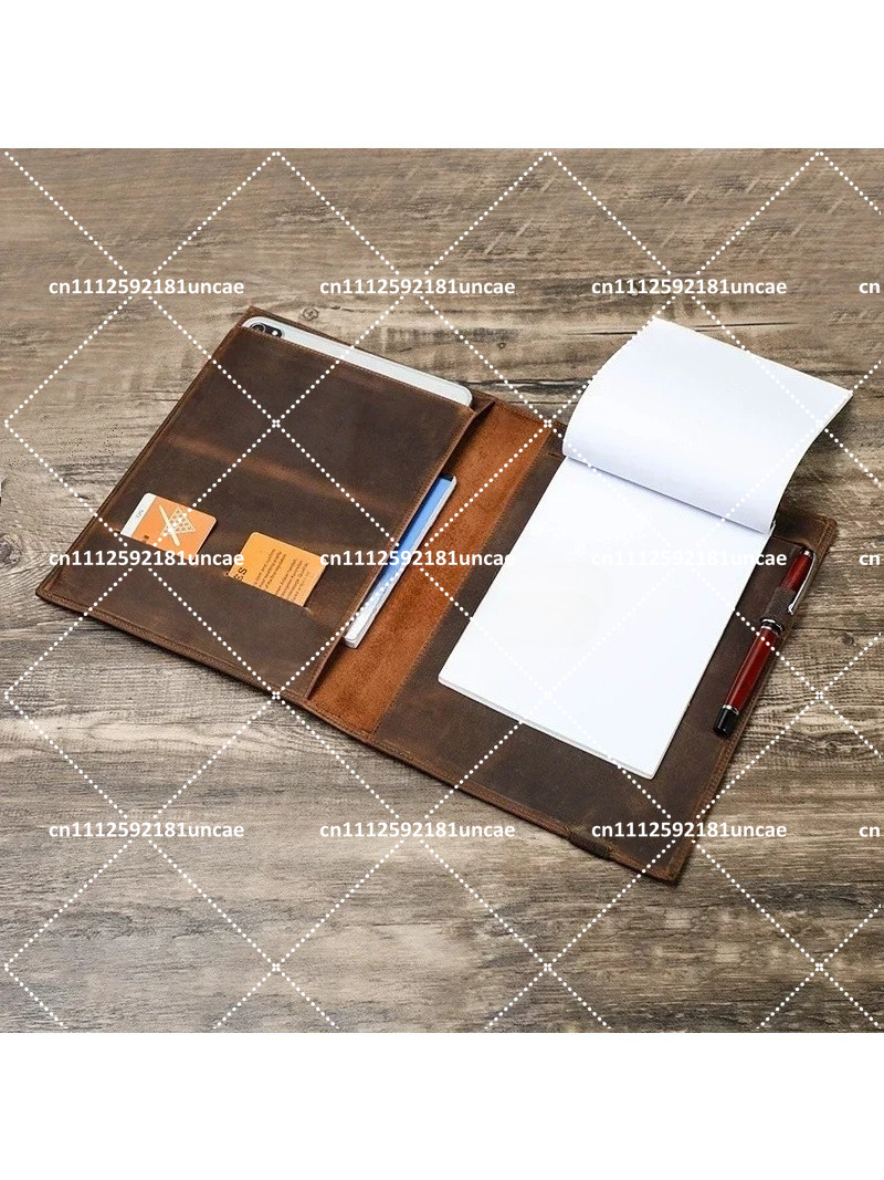 Leather Briefcase - Porte-documents en cuir rétro B5, carnet,